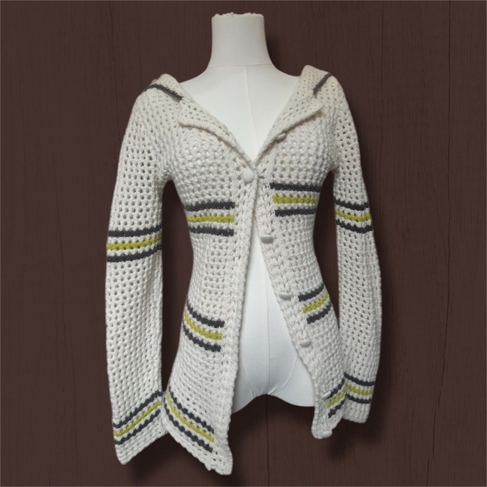 Pistachio colored thick crochet sweater